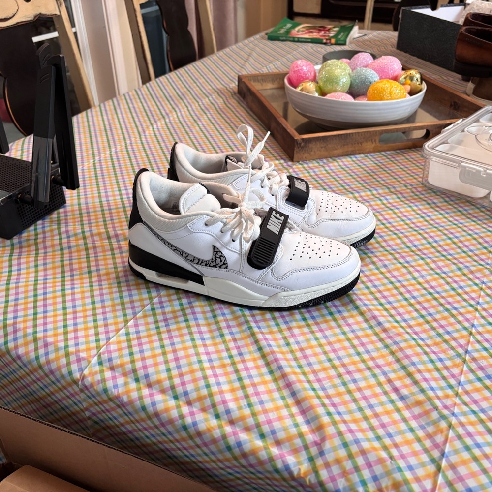 White and Black Athletic Shoes with Breathable Design